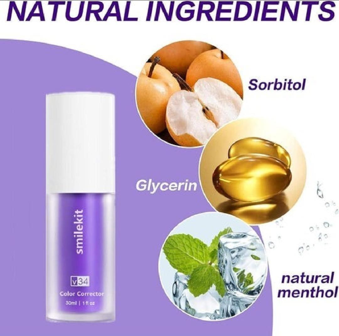 V34 Colour Corrector Serum – Purple Teeth Whitening Toothpaste | 30ml Brightening Liquid Formula