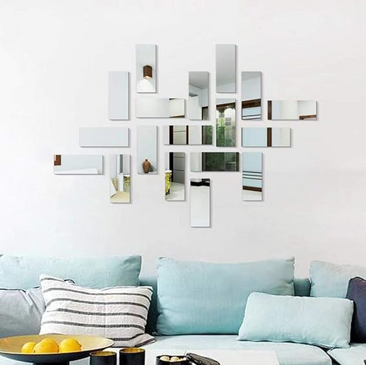 18pcs Acrylic Rectangle Mirror Wall Stickers.piece 1.5*4 inches